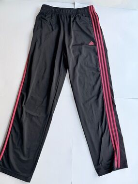 Adidas Athletic Track Pants Black Red 3 Stripe & Logo Women's Size Large P60